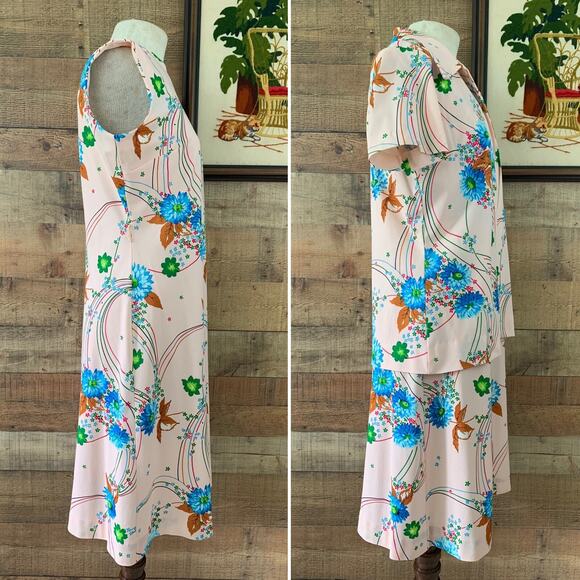 Vintage 1960s 1970s Bleeker Street Knit Jacket Matching Dress Set MOD Boho M/L - Picture 2 of 10